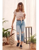 Pantaloni din denim cu gauri pe genunchi 10770 - Magazin online - Boutique